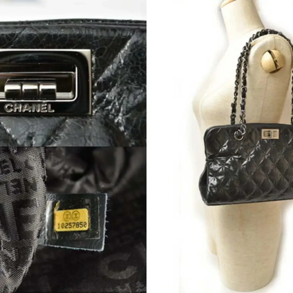 CHANEL Black Leather Tote Bag